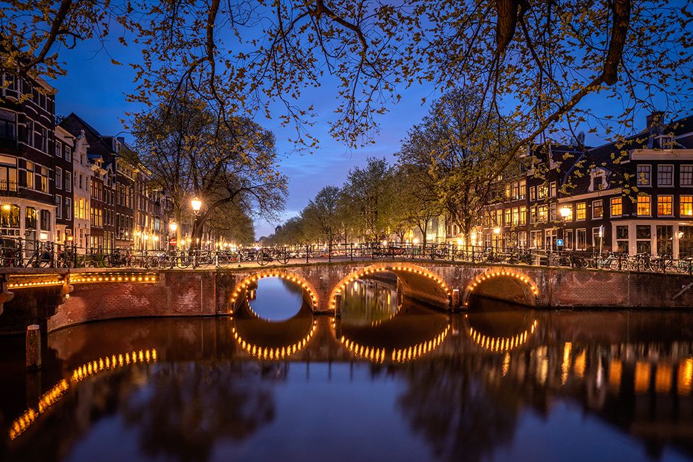 Europe-The Netherlands-Amsterdam-Canal scene at night art print by Jaynes Gallery for $57.95 CAD