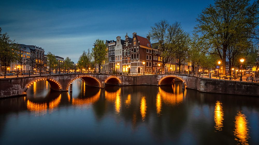 Europe-The Netherlands-Amsterdam-Canal scene at sunset art print by Jaynes Gallery for $57.95 CAD