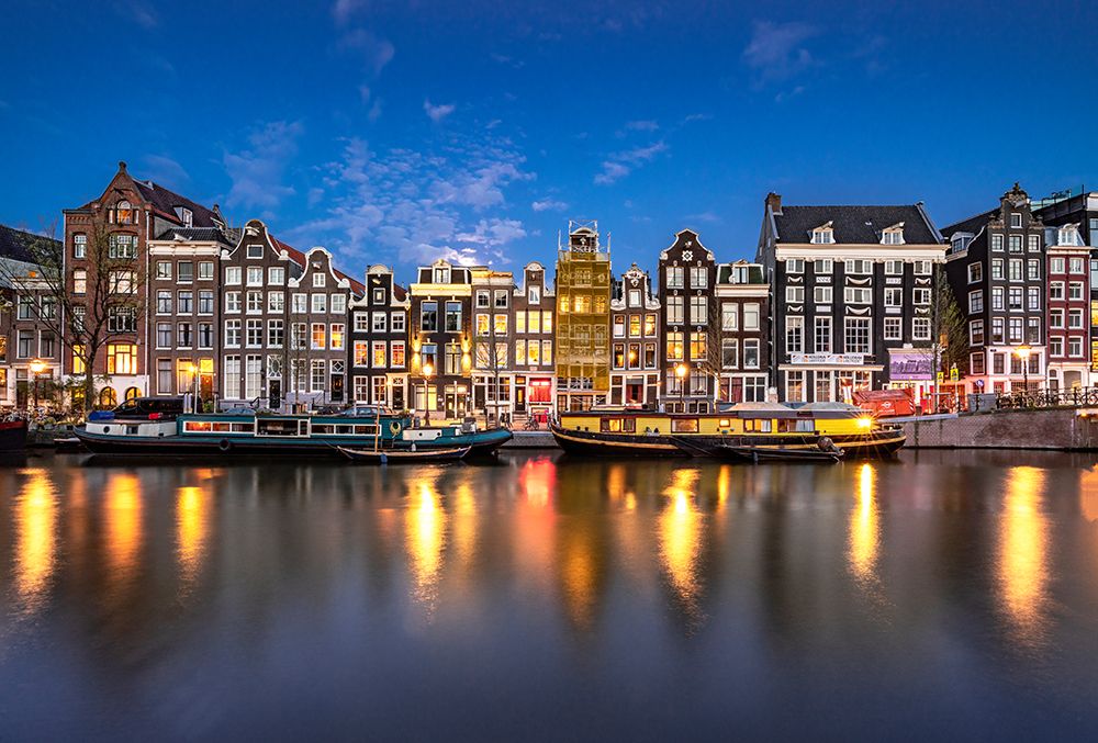 Europe-The Netherlands-Amsterdam-Canal scene at sunset art print by Jaynes Gallery for $57.95 CAD