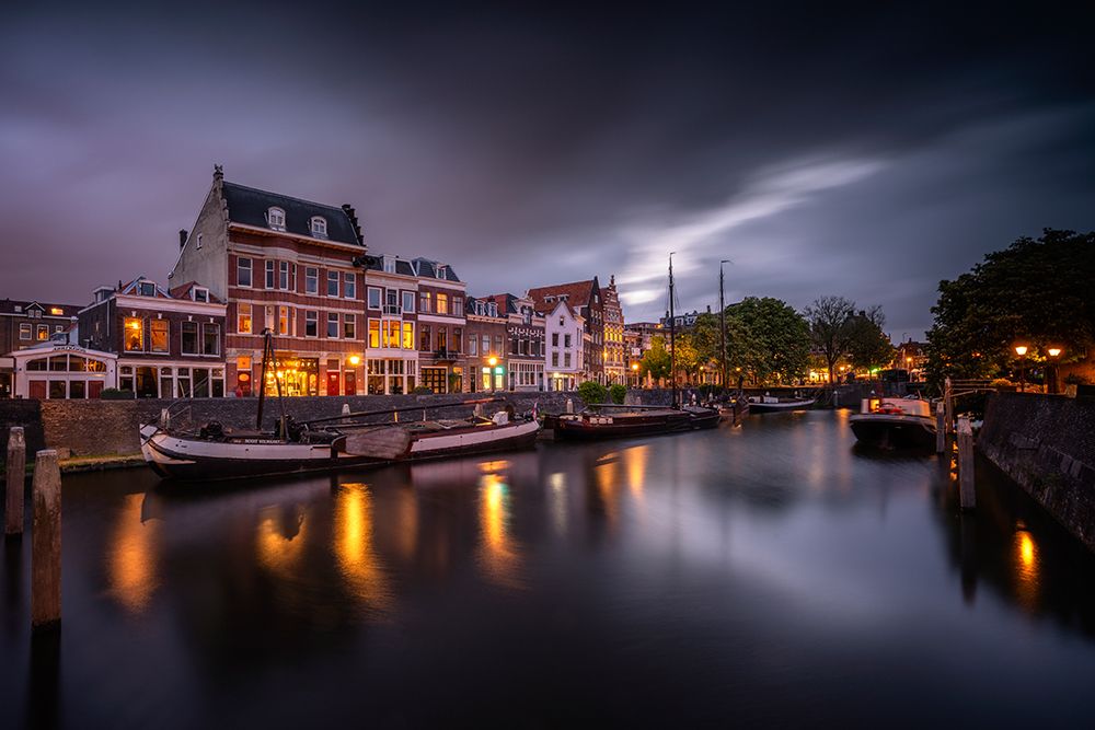 Europe-The Netherlands-Delfshaven-Sunset scene along canal art print by Jaynes Gallery for $57.95 CAD