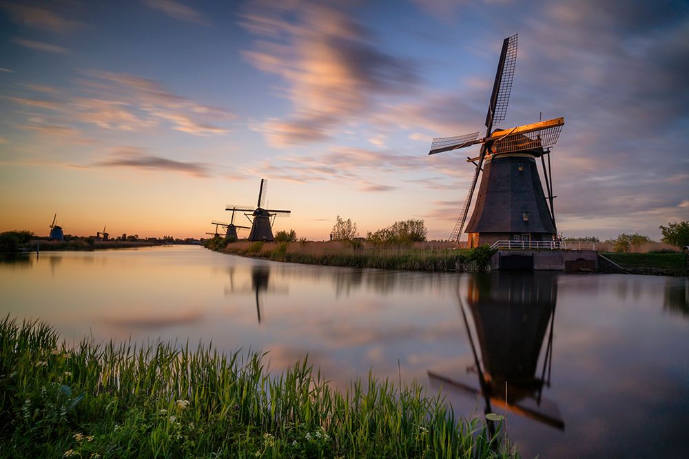 Europe-The Netherlands-Kinderdijk windmills at sunset art print by Jaynes Gallery for $57.95 CAD