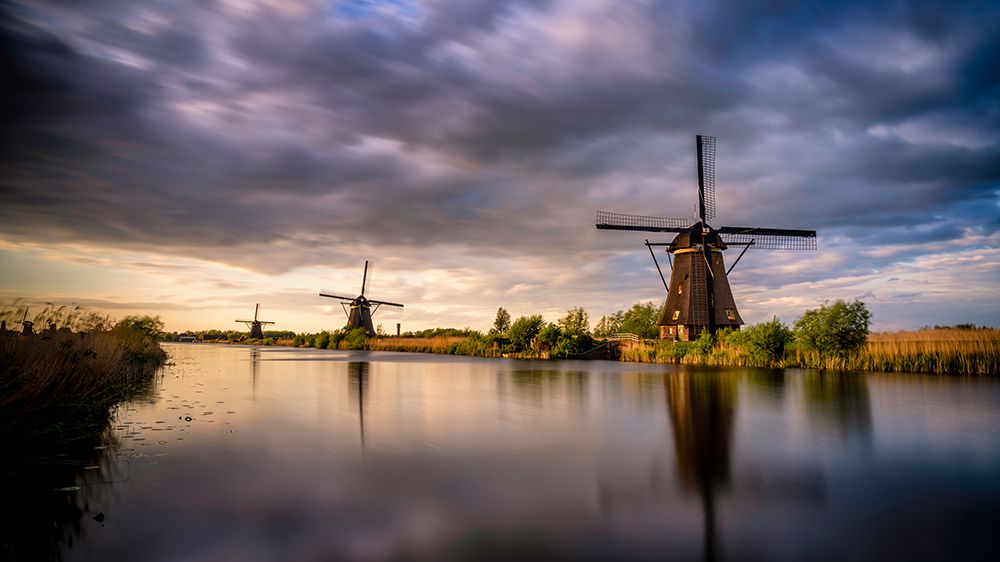 Europe-The Netherlands-Kinderdijk windmills at sunset art print by Jaynes Gallery for $57.95 CAD