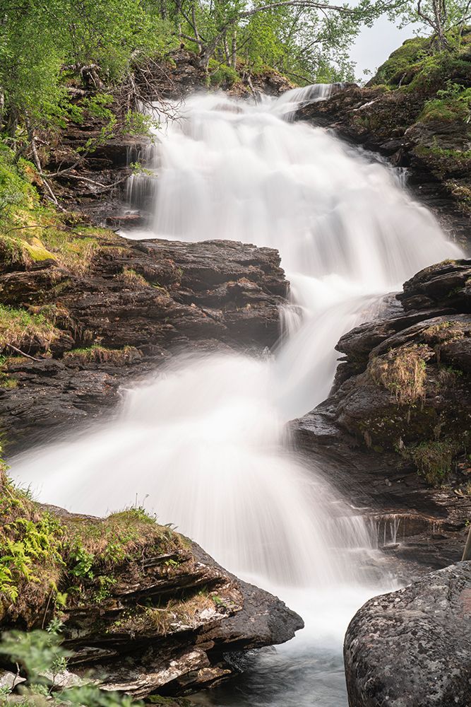 Norway. Waterfall cascades down cliff. art print by Jaynes Gallery for $57.95 CAD
