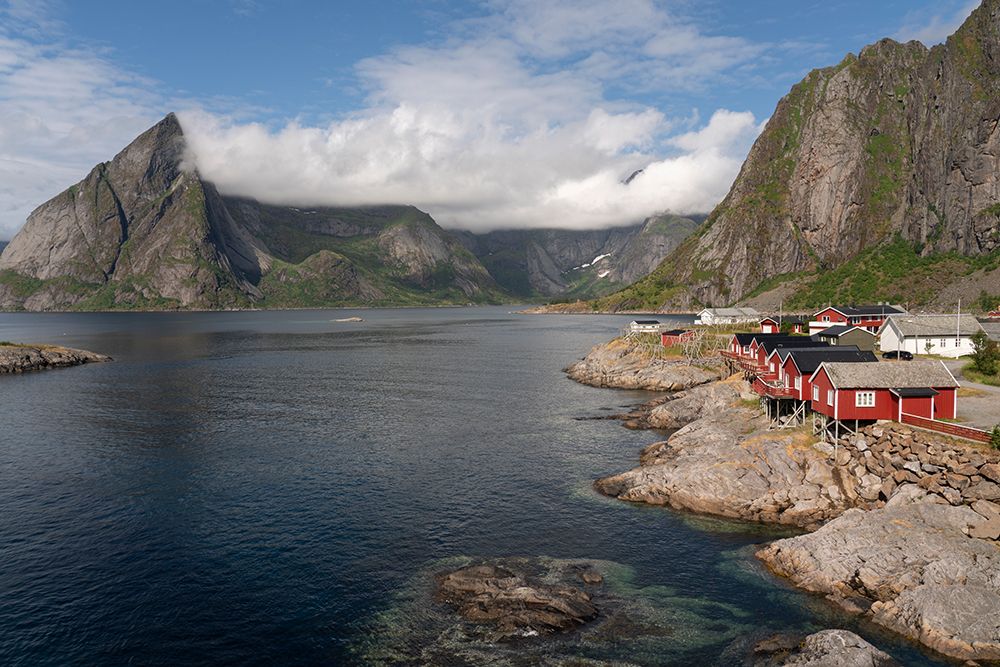 Norway, Hamnoy. Former fishermans cabins now used for tourists. art print by Jaynes Gallery for $57.95 CAD