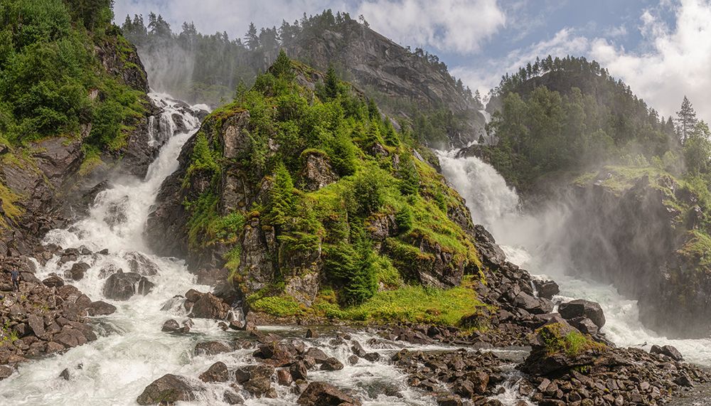 Norway, Vestland. Landscape with Latefossen waterfall. art print by Jaynes Gallery for $57.95 CAD
