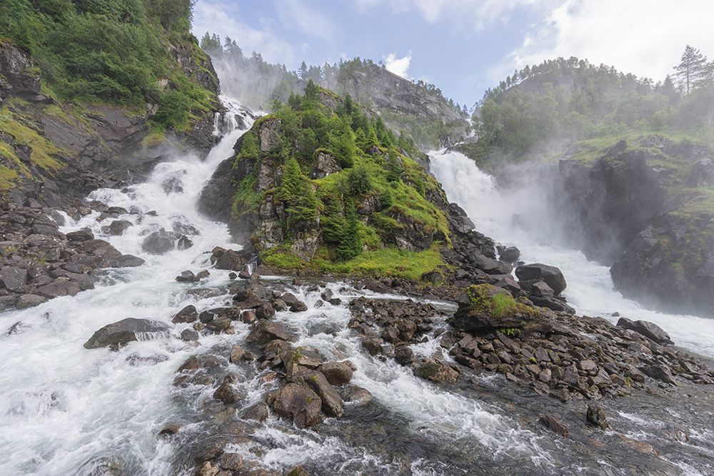 Norway, Vestland. Landscape with Latefossen waterfall. art print by Jaynes Gallery for $57.95 CAD