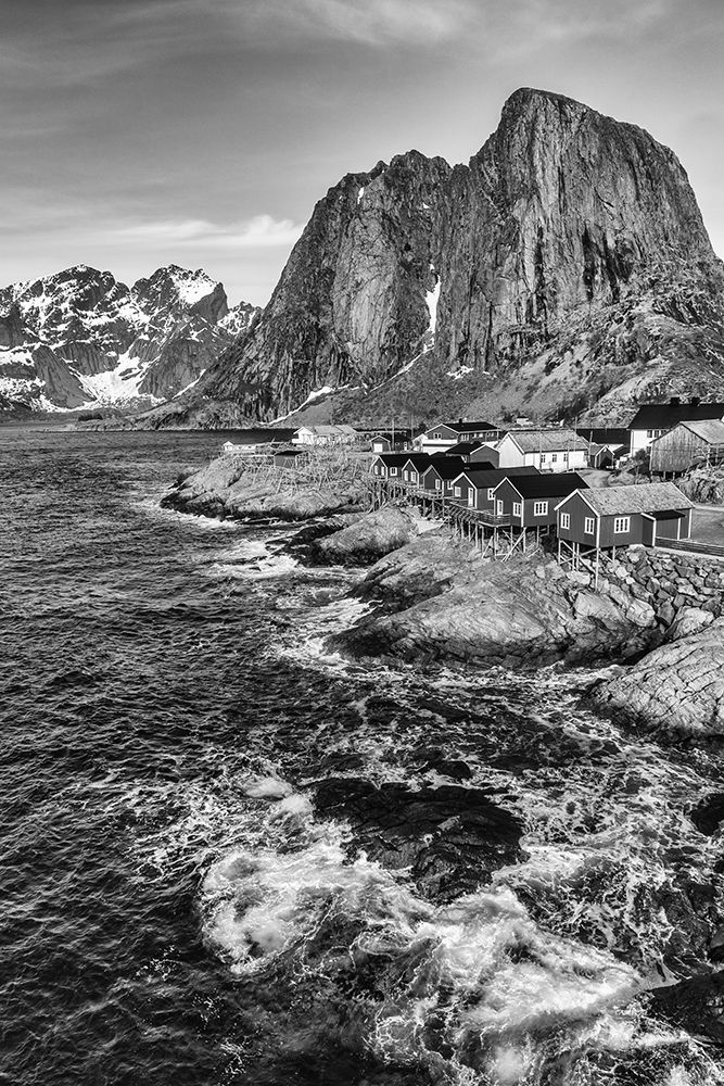 Norway- Lofoten Islands. Hamnoy (Reine)- Red Rorbuer (fishermens cottages) art print by Hollice Looney for $57.95 CAD