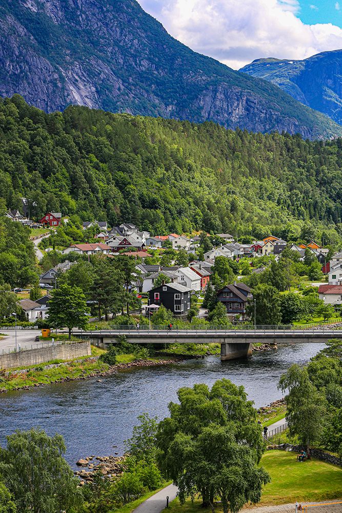 Eidfjord, Norway, Hardanger. Eidfjord village. art print by Jolly Sienda for $57.95 CAD