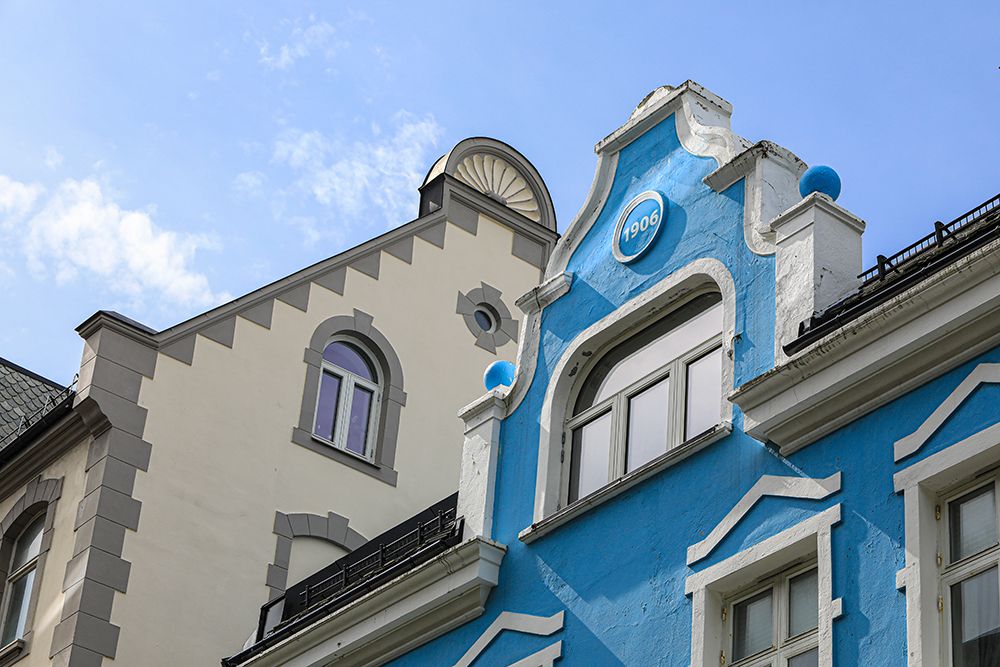 Alesund, Norway. Art deco architecture, painted historic buildings. art print by Jolly Sienda for $57.95 CAD