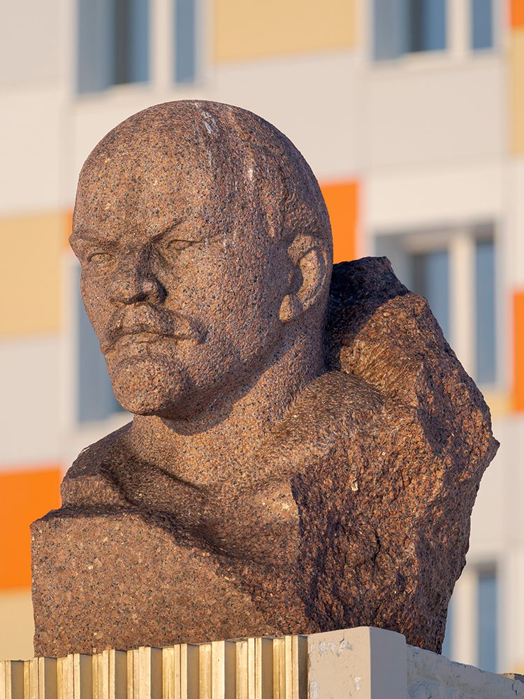 Bust of Lenin Russian coal mining town Barentsburg at fjord Gronfjorden Norway-Svalbard art print by Martin Zwick for $57.95 CAD
