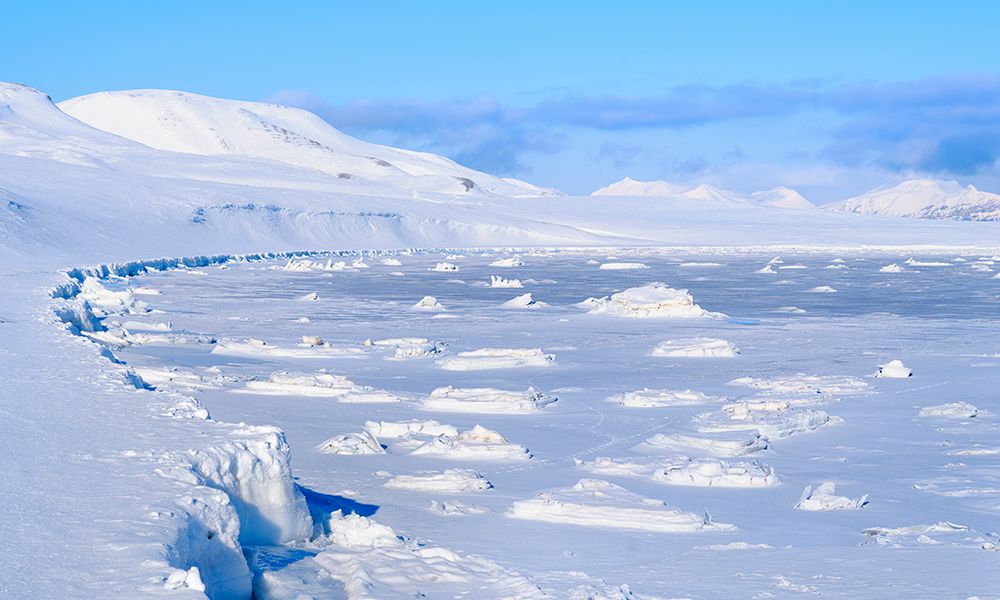 Landscape at frozen Gronfjorden-Island of Spitsbergen Arctic region-Scandinavia-Norway art print by Martin Zwick for $57.95 CAD