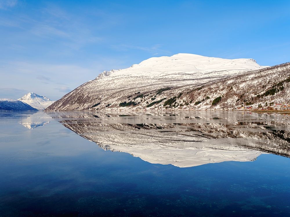 Landscape at Lavangen Fjord during winter. Norway art print by Martin Zwick for $57.95 CAD