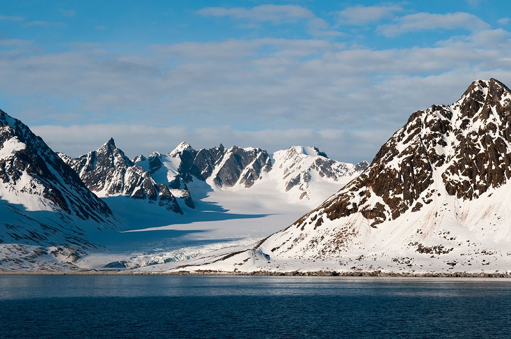 Scenic view of ice covered mountains and an ice field-Spitsbergen Island-Norway art print by Sergio Pitamitz for $57.95 CAD
