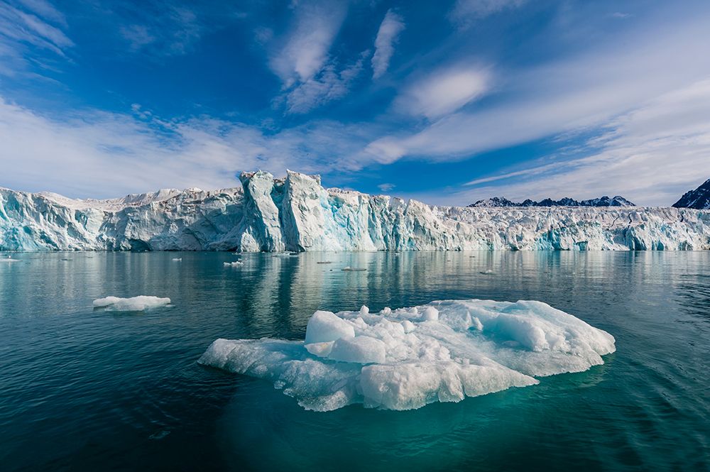 Ice floe on arctic waters fronting Lilliehook Glacier Spitsbergen Island-Norway art print by Sergio Pitamitz for $57.95 CAD