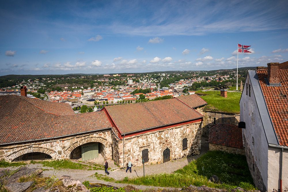 Norway-Ostfold County-Halden-town view from Fredriksten Fortress art print by Walter Bibikow for $57.95 CAD