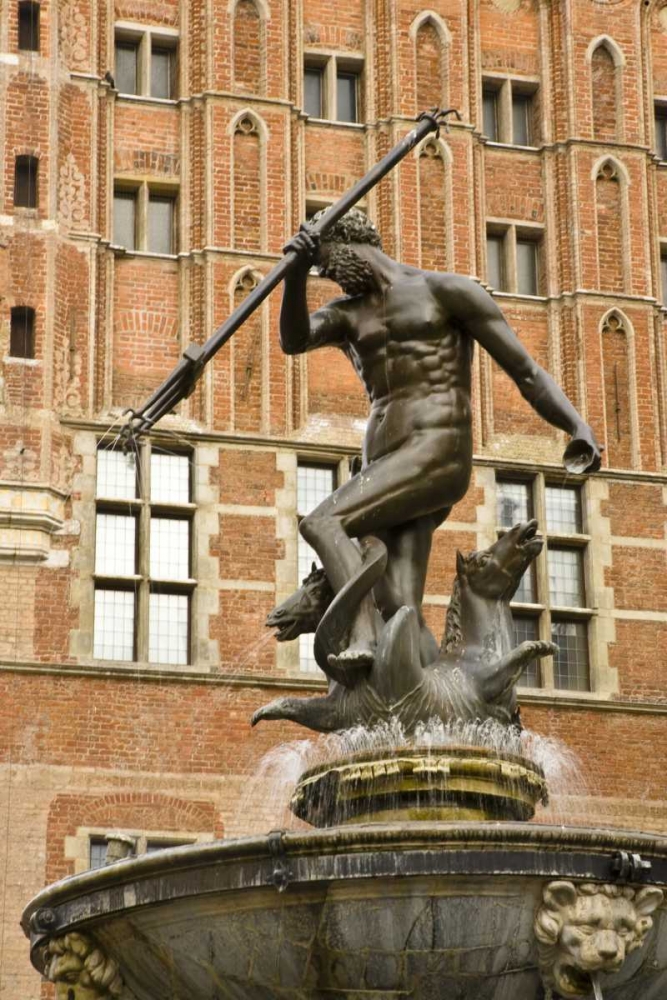 Poland Neptune Fountain in front of Artus Court art print by Nancy, Steve Ross for $57.95 CAD