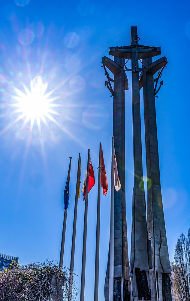 Three Crosses Monument, Solidarity Square, Gdansk, Poland. Solidarity Strike led to Polish freedom. art print by William Perry for $57.95 CAD