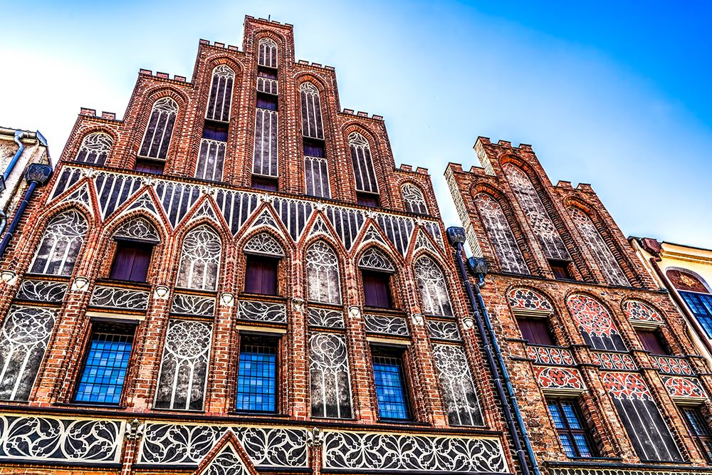 Copernicus House facade, Torun, Poland. Birthplace of Nicolaus Copernicus, discovered Solar System. art print by William Perry for $57.95 CAD