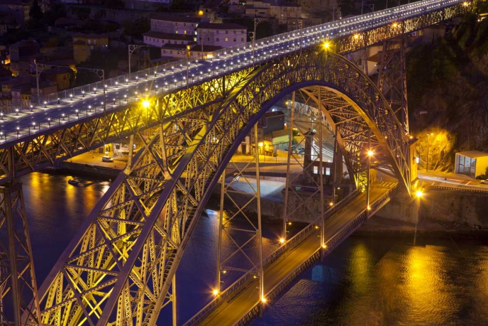 Portugal, Porto Dom Luis I Bridge lit at night art print by Jim Zuckerman for $57.95 CAD