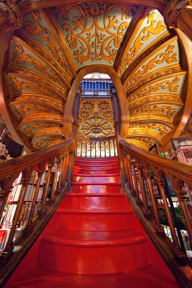 Portugal-Porto Ornate staircase in the Lello Bookstore art print by Jaynes Gallery for $57.95 CAD