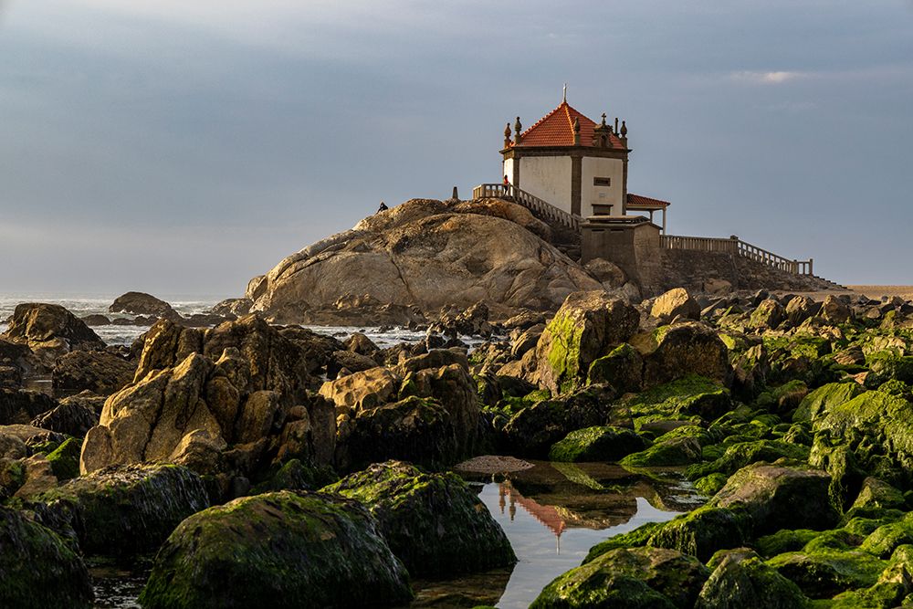 Capela do Senhor da Pedra Chapel on the beach near Porto, Portugal art print by Chuck Haney for $57.95 CAD
