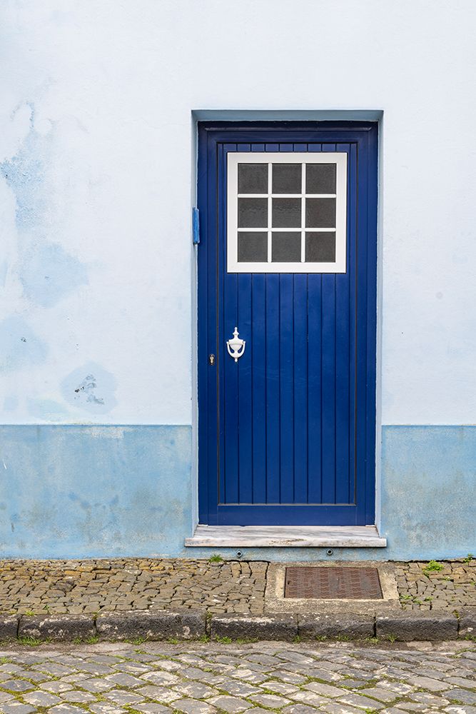 Praia da Vitoria, Terceira Island, Azores, Portugal. Blue door on a building. art print by Emily M. Wilson for $57.95 CAD