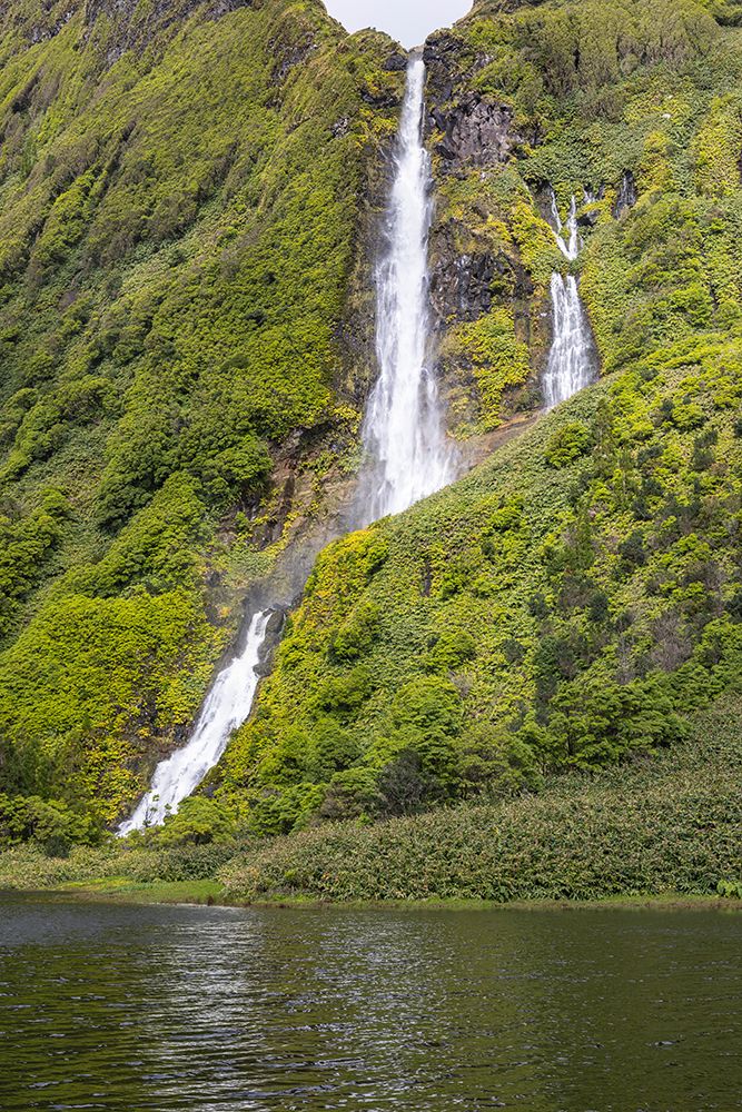 Azores, Portugal. Waterfall dropping into Lagoa dos Patos on Flores Island. art print by Emily M. Wilson for $57.95 CAD
