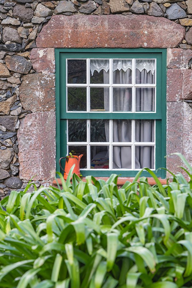 Aldeia da Cuada, Flores Island, Azores, Portugal. Paned window on a stone building. art print by Emily M. Wilson for $57.95 CAD