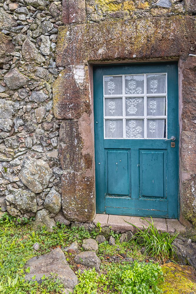 Aldeia da Cuada, Flores Island, Azores, Portugal. Blue door on a stone building. art print by Emily M. Wilson for $57.95 CAD