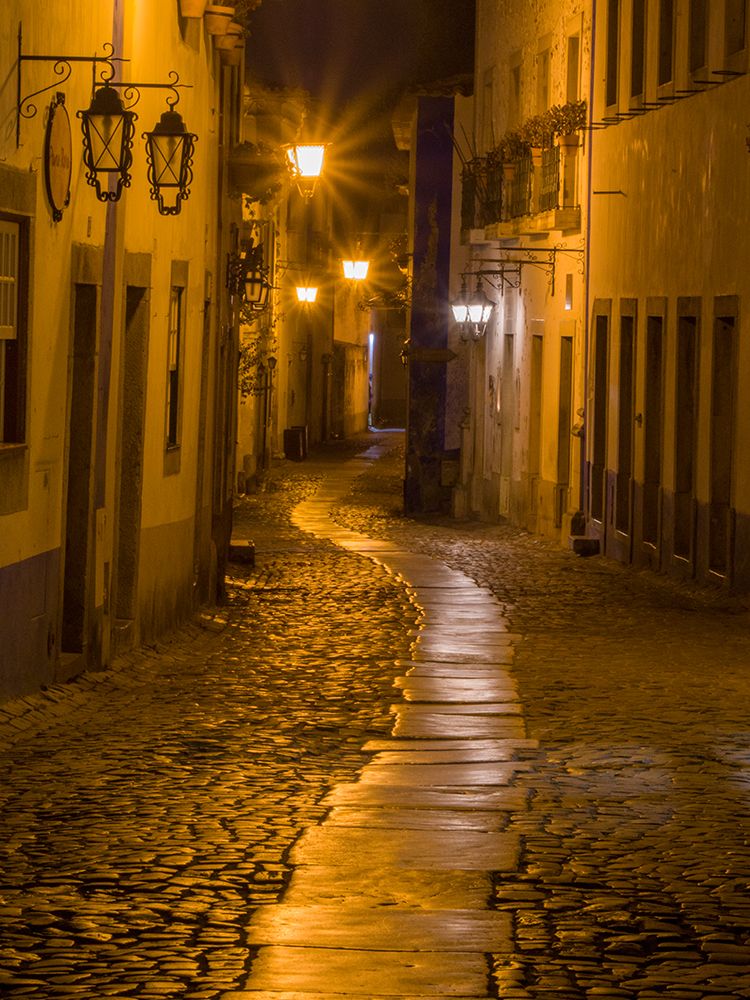 Portugal-Obidos-Walkway along the walled town of Obidos at night art print by Julie Eggers for $57.95 CAD