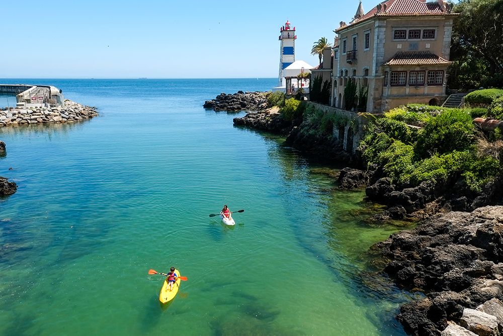 Cascais-Portugal Kayaking in the waterway neat the palace art print by Julien McRoberts for $57.95 CAD