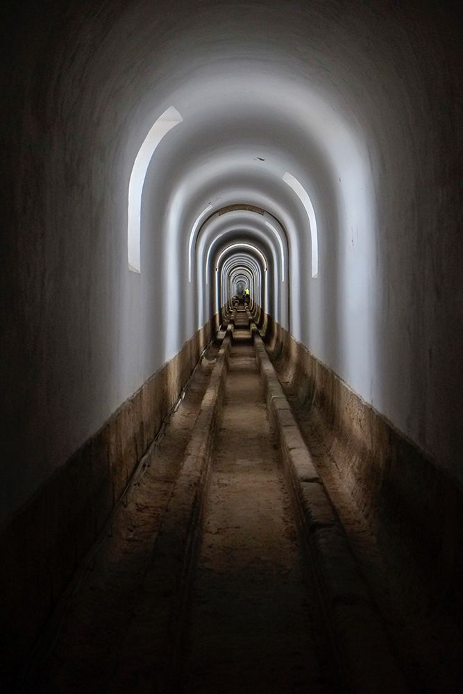 Lisbon-Portugal Roman style aqueduct built in 1748 Inside the aqueduct art print by Julien McRoberts for $57.95 CAD