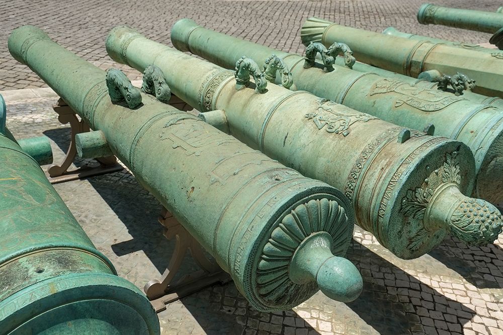 Lisbon, Portugal. Old canons line the courtyard in a former military headquarter. art print by Julien McRoberts for $57.95 CAD