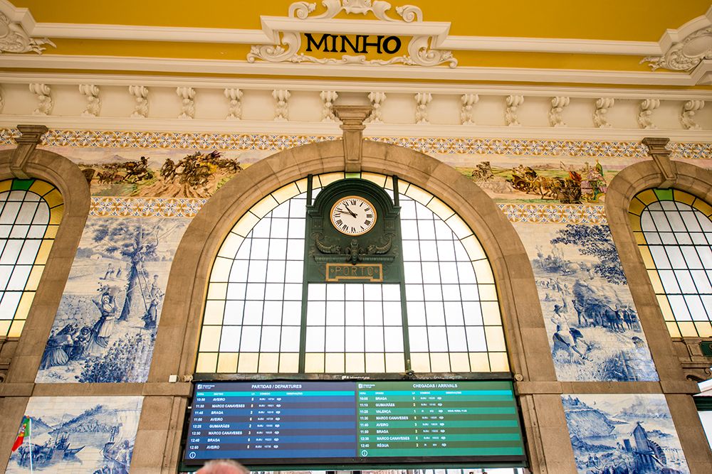 Train schedule Saint Benedict Train Station (Estacao de Sao Bento). Porto, Portugal. art print by Michael DeFreitas for $57.95 CAD