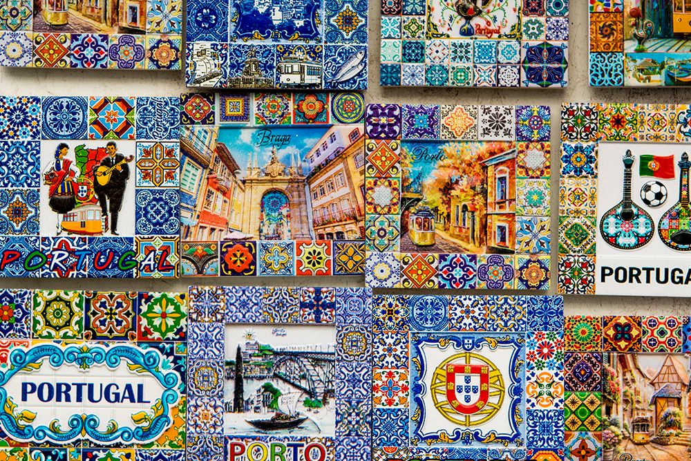 Souvenir ceramic tiles magnets, crafts, Porto, Portugal. art print by Michael DeFreitas for $57.95 CAD