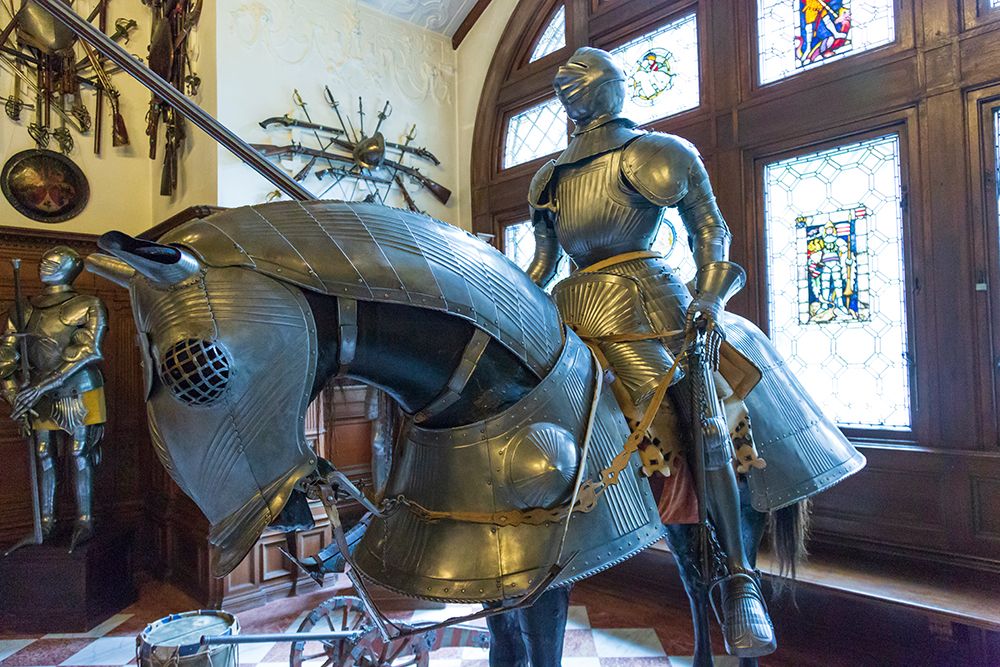 Romania-Peles Castle Neo-Renaissance castle between Transylvania and Wallachia Period armor art print by Emily M. Wilson for $57.95 CAD