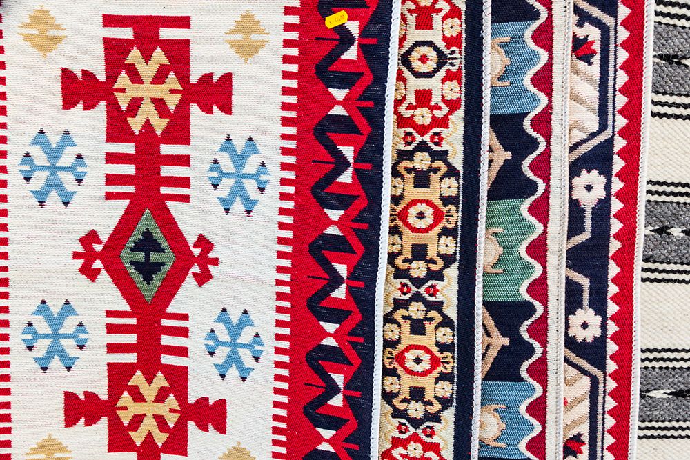 Romania Traditional textile-woven designs on cloth art print by Emily M. Wilson for $57.95 CAD
