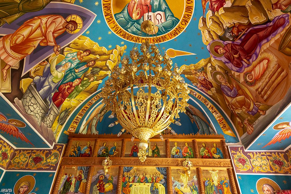 Romania-Maramures-Aspra-commune of Vima Mica Blue church interior and exterior de Lemn art print by Emily M. Wilson for $57.95 CAD
