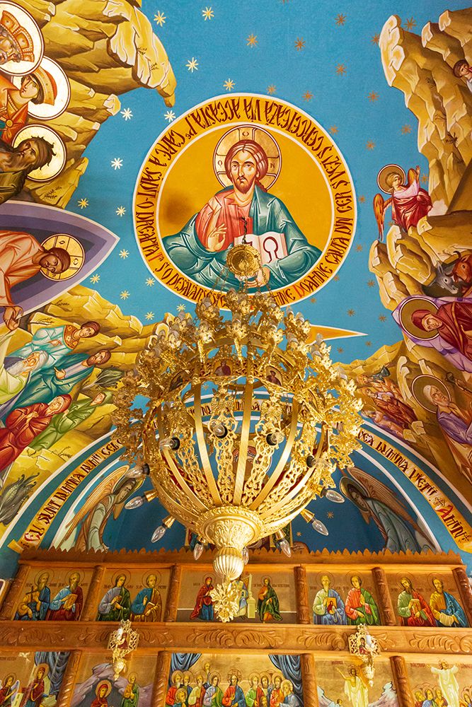 Romania-Maramures-Aspra-commune of Vima Mica Blue church interior and exterior de Lemn art print by Emily M. Wilson for $57.95 CAD