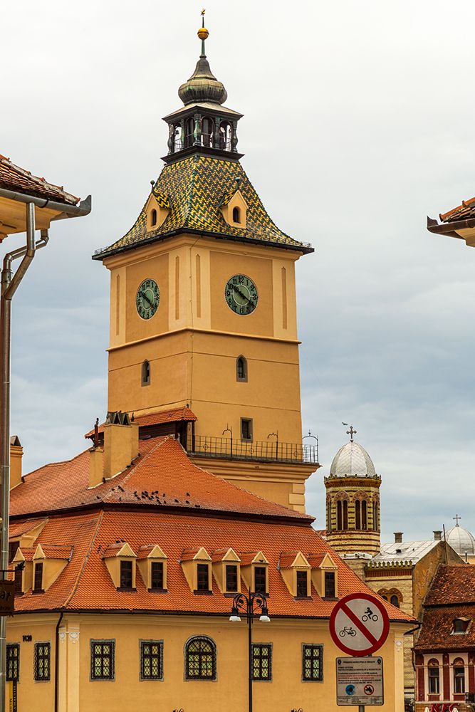Romania, Brasov. Steepled buildings, 16th-17th century architecture. art print by Emily M. Wilson for $57.95 CAD