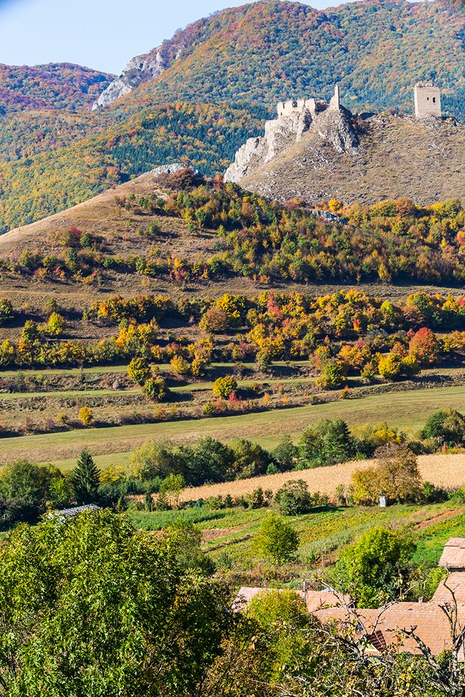 Romania, Transylvania. Coltesti Castle 11th century ruins. Territorial Trascau Mountain views. art print by Emily M. Wilson for $57.95 CAD