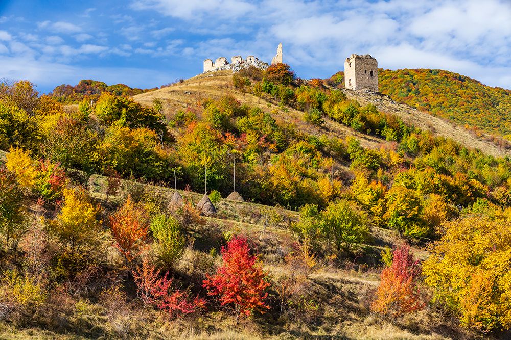 Romania, Transylvania. Coltesti Castle 11th century ruins. Territorial Trascau Mountain views. art print by Emily M. Wilson for $57.95 CAD