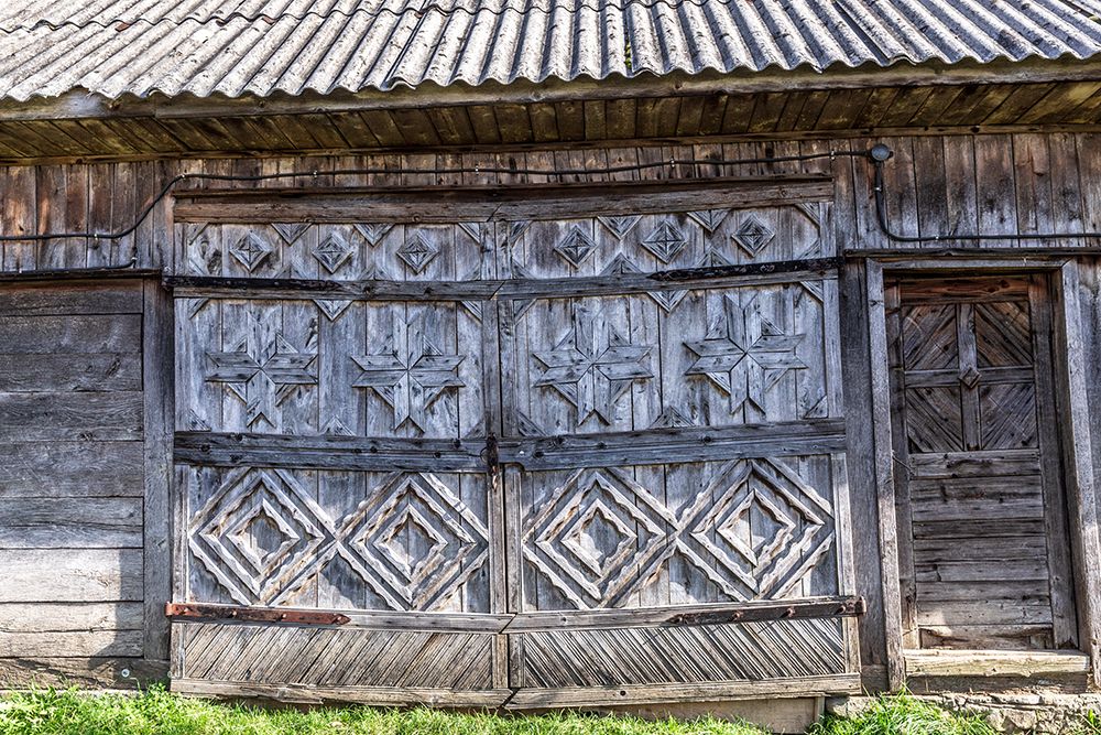 Romania, Transylvania, Carpathian Mountains. Bucovina. Aspra side wood wall of barn. art print by Emily M. Wilson for $57.95 CAD