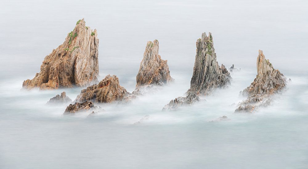 Spain, Gueirua. Sea stacks on shoreline. art print by Jaynes Gallery for $57.95 CAD