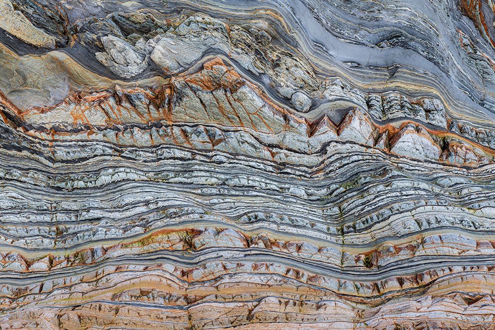 Spain, Barrika. Contorted rock layers on beach. art print by Jaynes Gallery for $57.95 CAD