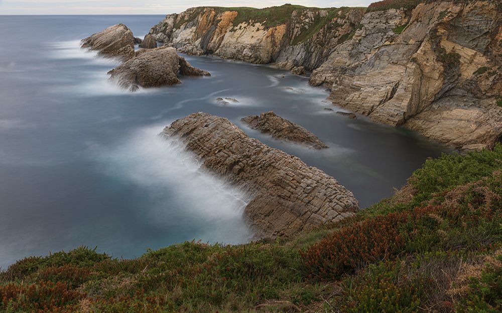 Spain, Cabo Blanco. Ocean rock formations and cliff. art print by Jaynes Gallery for $57.95 CAD