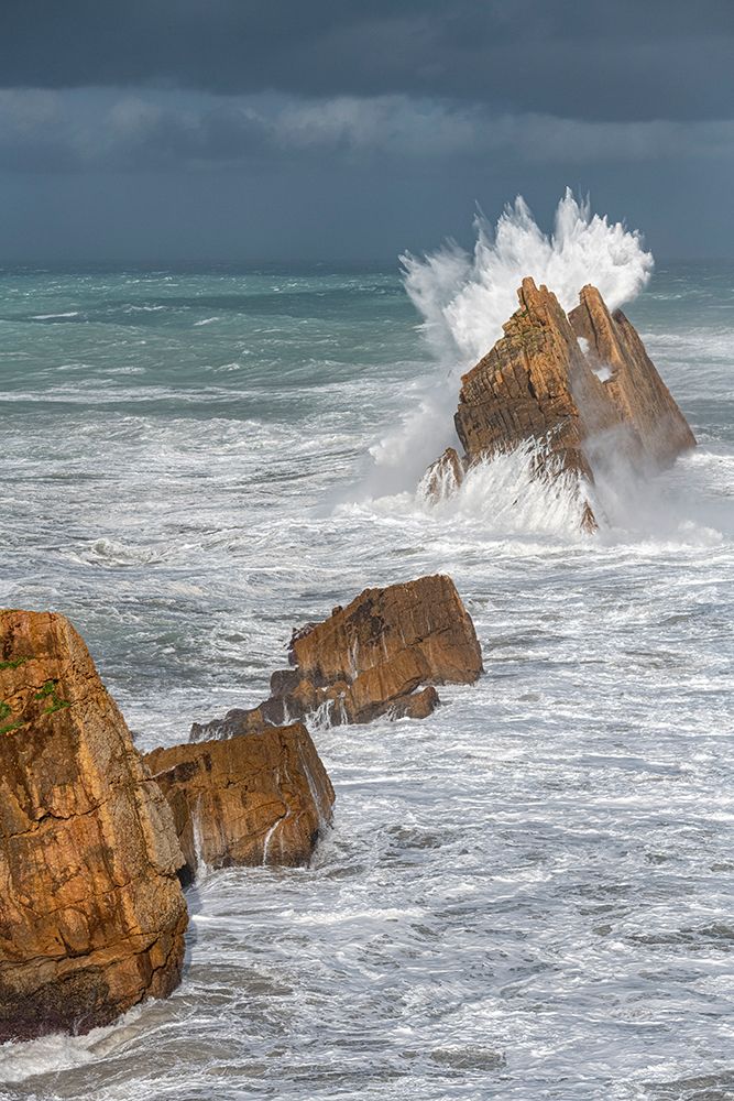 Spain, Liencres. Ocean waves and sea stack formations. art print by Jaynes Gallery for $57.95 CAD