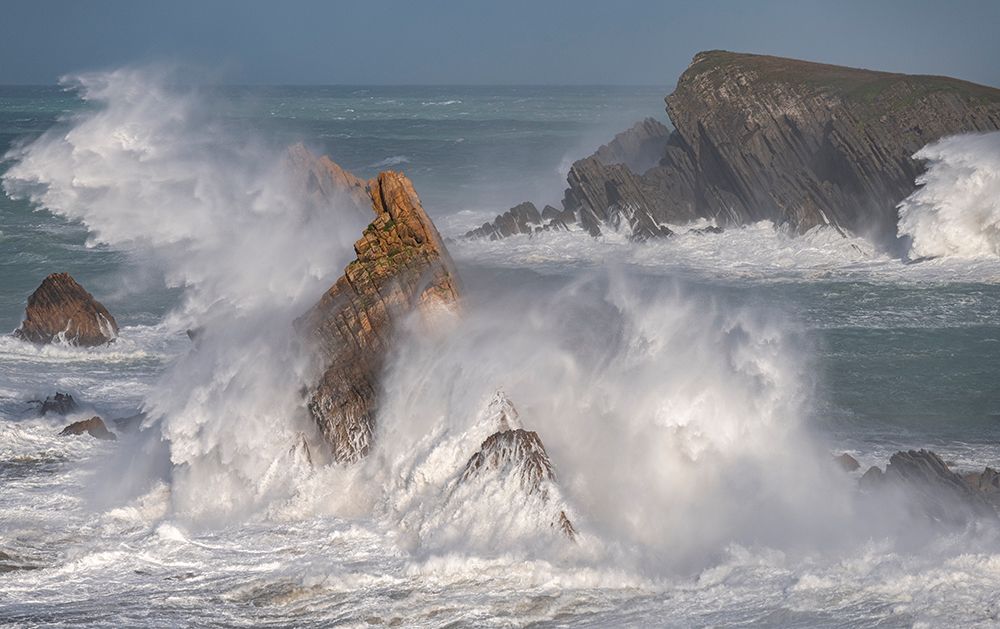Spain, Liencres. Ocean waves and sea stack formations. art print by Jaynes Gallery for $57.95 CAD
