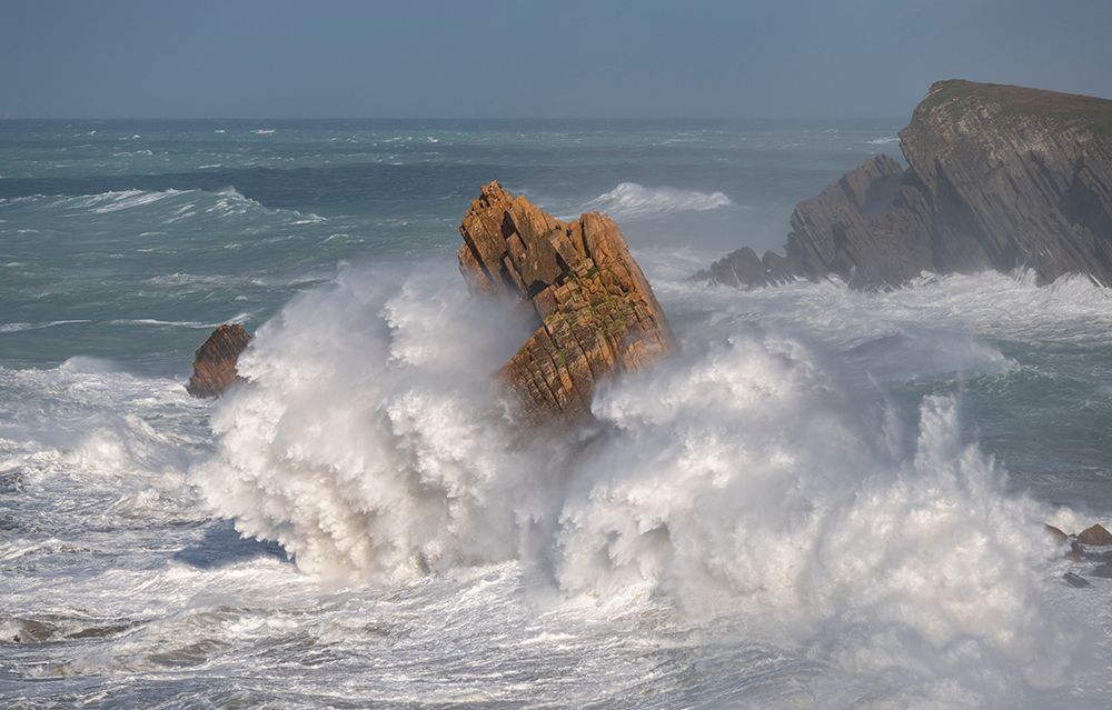 Spain, Liencres. Ocean waves and sea stack formations. art print by Jaynes Gallery for $57.95 CAD