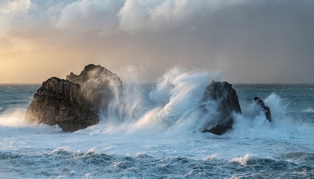 Spain, Liencres. Ocean waves and sea stack formations. art print by Jaynes Gallery for $57.95 CAD
